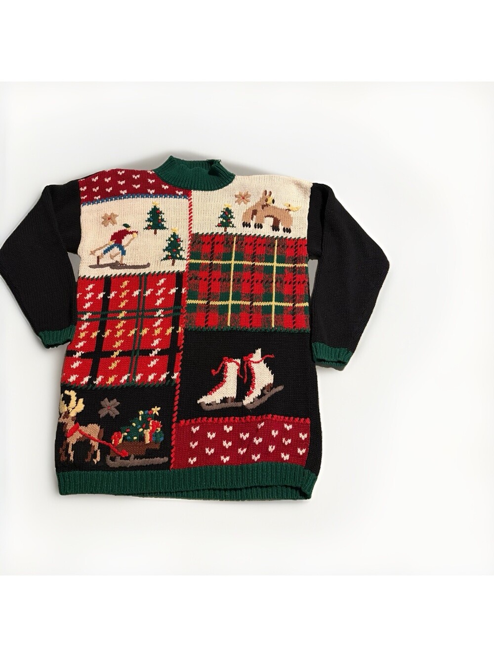 Vintage Christmas Sweater Womens Large Ramie Blend Epoch Knitwear 90s Ski Sz M